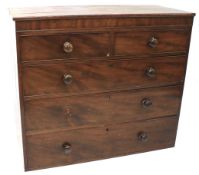 A late Victorian mahogany chest of drawers.