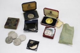 A collection of commemorative coins.