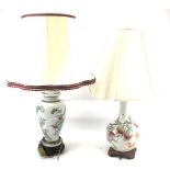 Two oriental ceramic table lamps.