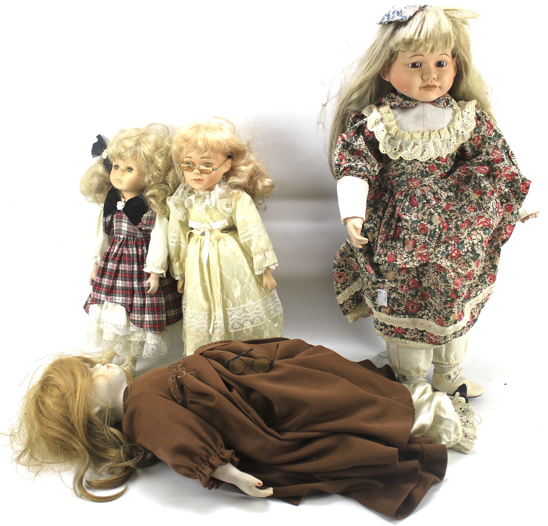 An assortment of vintage dolls.