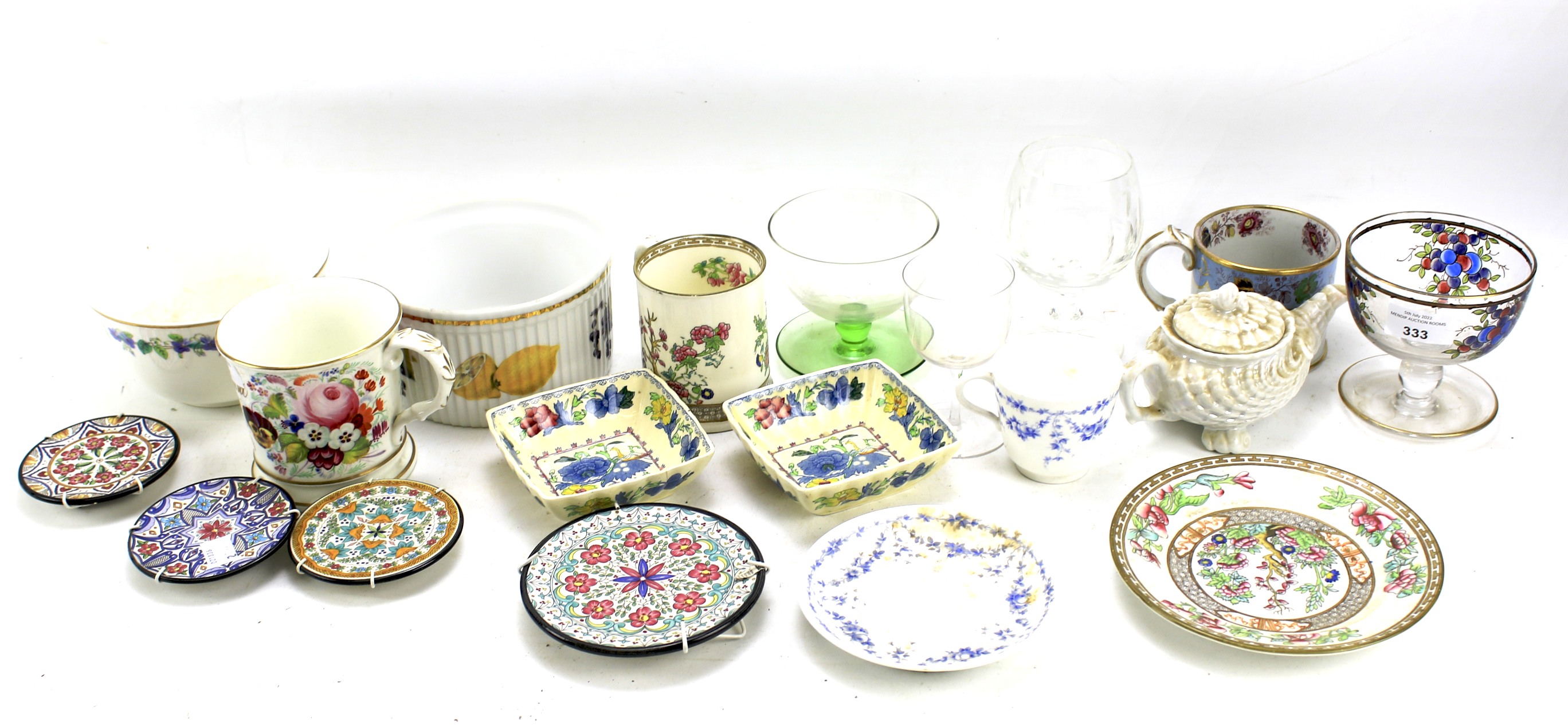 An assortment of ceramics and glassware.