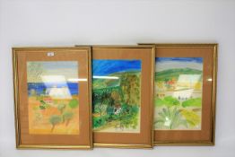 D Osborn, three contemporary continental watercolour landscapes.