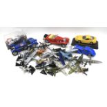 An assortment of model cars and planes.