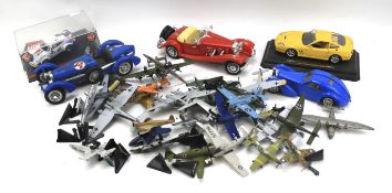 An assortment of model cars and planes.