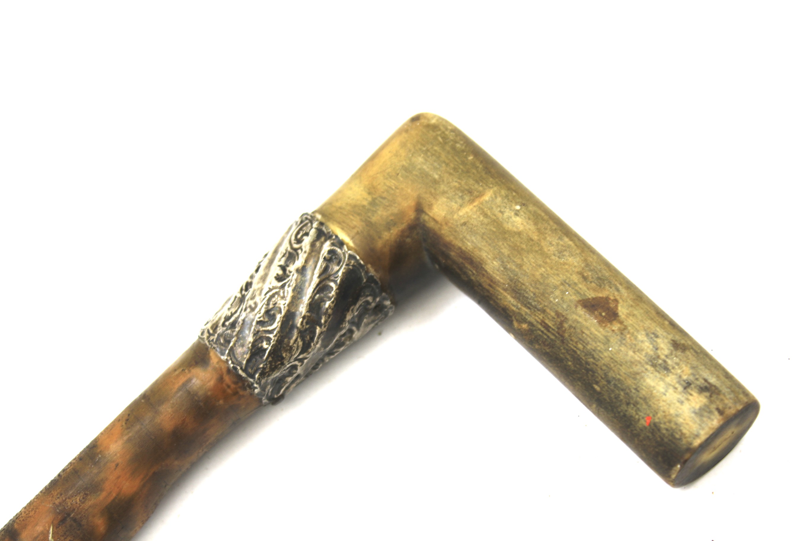 An antique walking cane with a horn handle. - Image 2 of 2