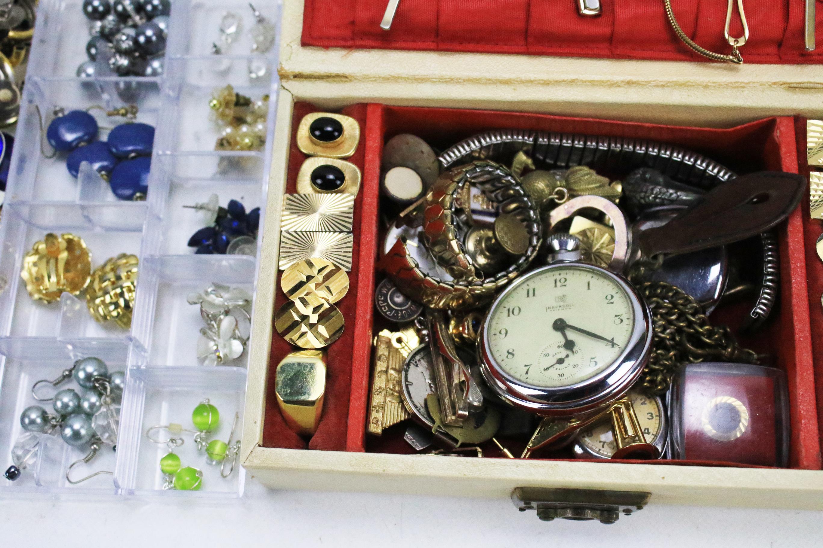 A jewellery box containing an assorted collection of cufflinks, tie clips, watches, - Image 2 of 2