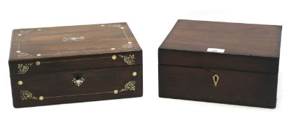 A late 19th century rosewood box and another.