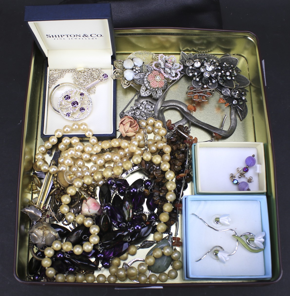 An assortment of costume jewellery.