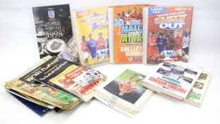 An assortment of football memorabilia.