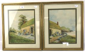 Two mid-century watercolour landscapes.