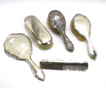 A Victorian silver mounted dressing table set.