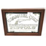 A vintage 'Samuel Colt patent repeating pistol' advertising wall mirror.