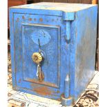 A large antique blue painted Chubb & Sons safe.