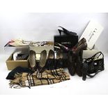 A collection of ladies' designer shoes and accessories.