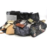 An assortment of ladies' handbags.