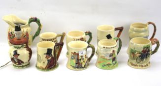 A collection of nine mostly Crown Devon musical tankards.