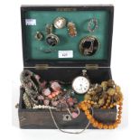 An assortment of silver and other costume jewellery.