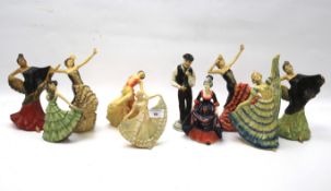 An assortment of Crown Devon ceramic figures of ladies.