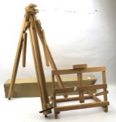 A vintage Daler Rowney folding artist's easel and a smaller artist's easel by Reeves