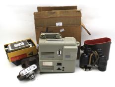 An assortment of cameras and other items.