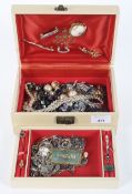 An assortment of vintage and silver costume jewellery.