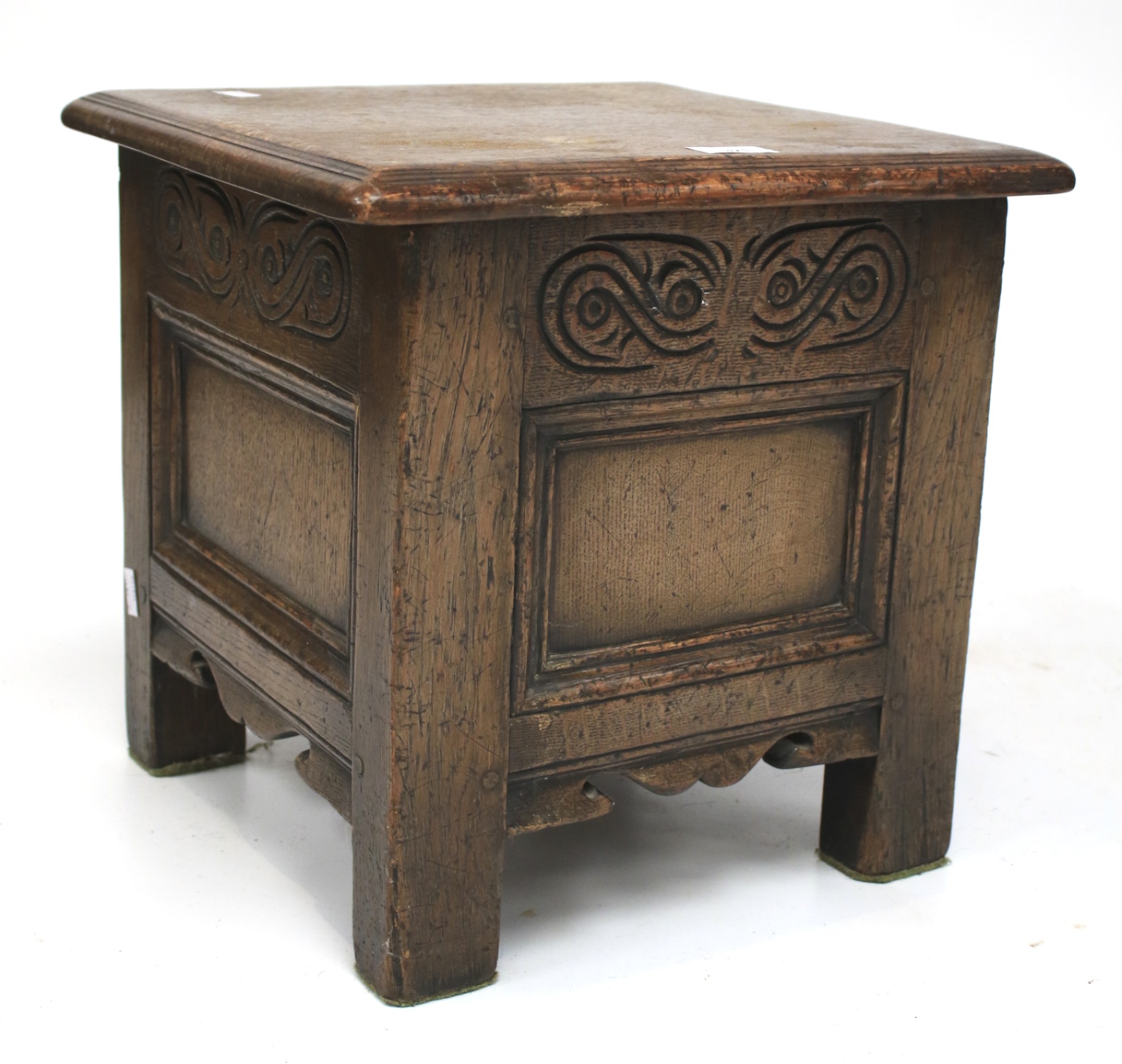 An oak 19th century carved lidded box.