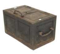 A vintage cast iron safe.