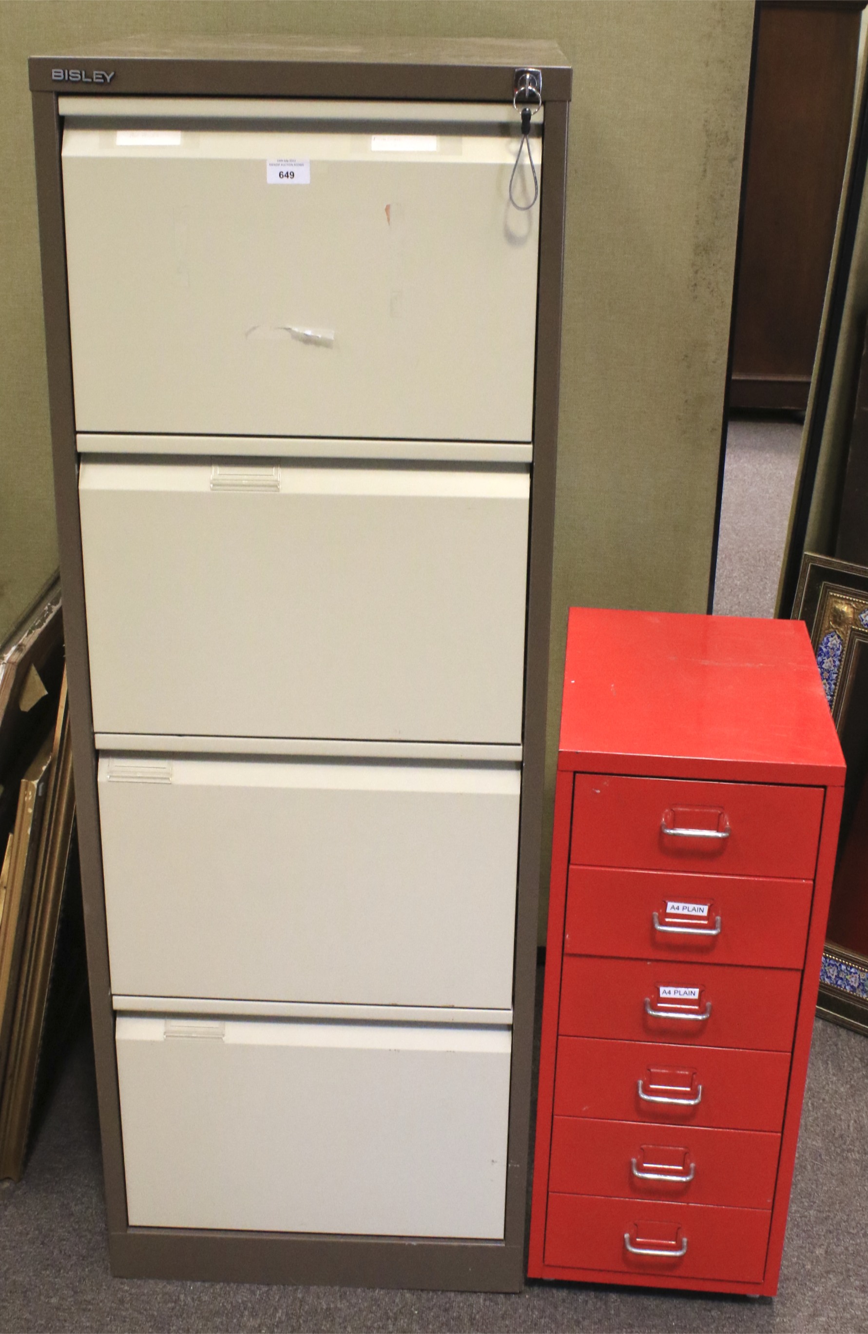 Two filing cabinets.