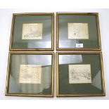 Four 19th century pen and ink drawings.