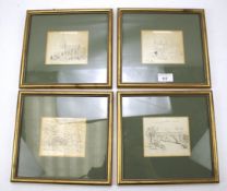 Four 19th century pen and ink drawings.