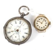 A ladies' Vertex 9ct gold cased watch and a H Samuel pocket watch.