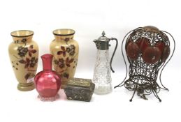 An assortment of glass and metalware.