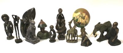 An assortment of soapstone carvings.