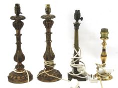 Four assorted table lamps.