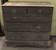 A 19th century stained pine chest of drawers.