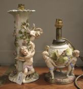 Two 20th century continental porcelain table lamps.