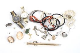An assortment of jewellery. To include a small 18ct gold bracelet, 2.
