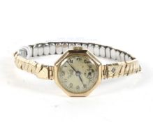 A vintage 9ct gold cased ladies cocktail watch.