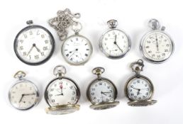 Eight 20th century pocket watches.