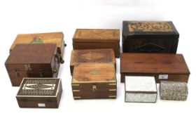 An assortment of wooden boxes.