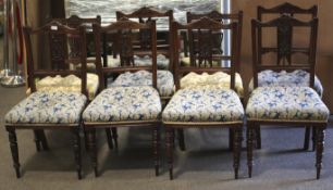 A set of six Edwardian dining chairs and two further chairs.