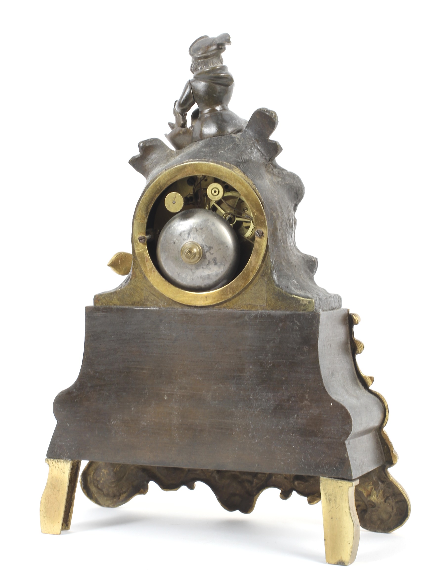 A French late 19th century gilt-metal striking mantel clock. - Image 2 of 2