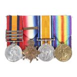 A late Victorian through to WWI four piece medal group,