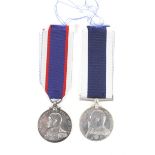 An Edward VII Royal Navy long service and Good Conduct medal and a George VI Volunteers medal.