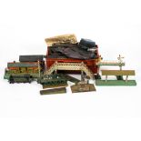 A Hornby O gauge electric steam locomotive, with a quantity of track and accessories.