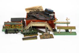 A Hornby O gauge electric steam locomotive, with a quantity of track and accessories.