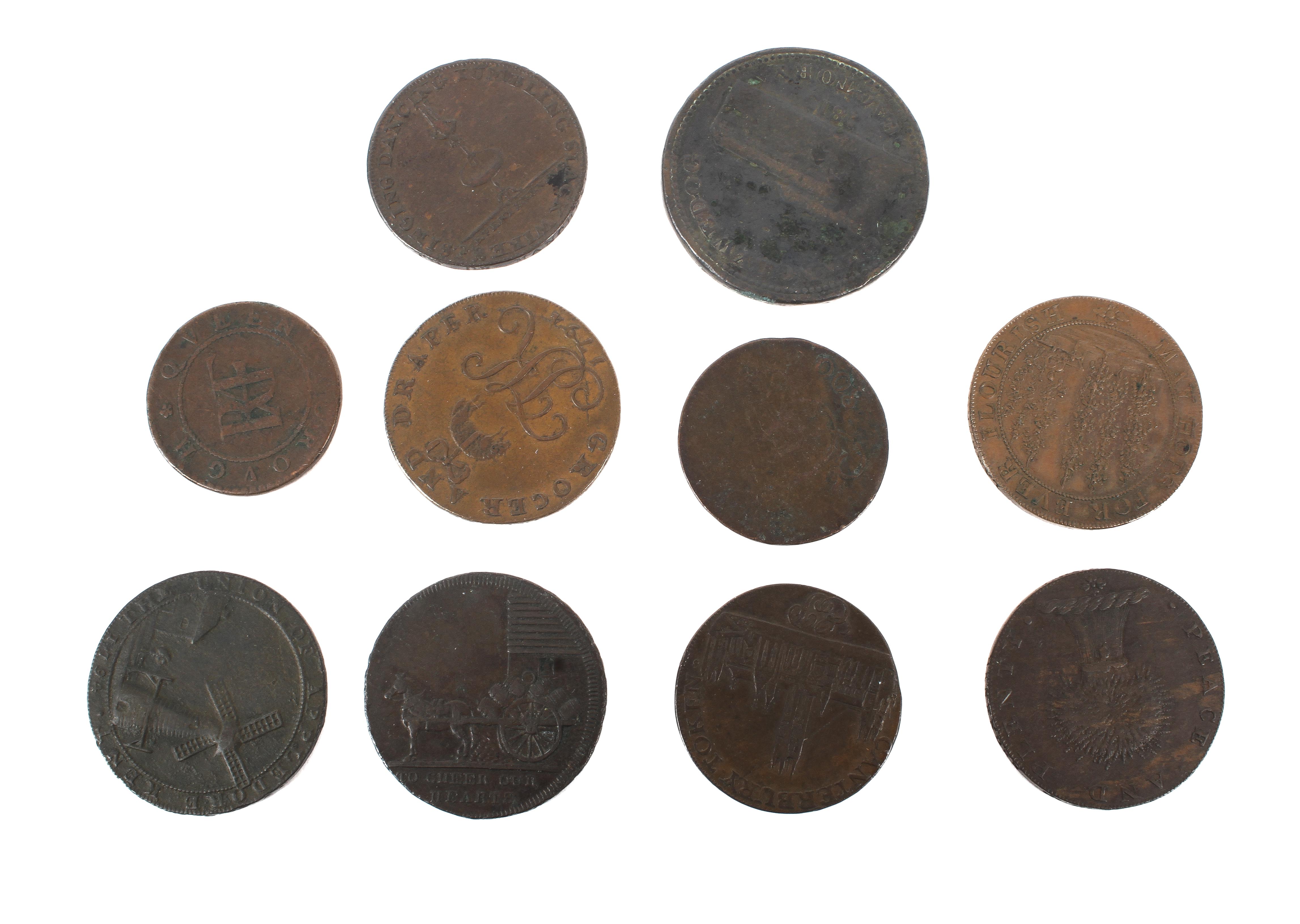 Ten tokens: seven 18th century half d tokens; - Image 2 of 2