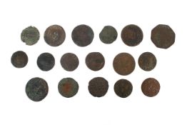 Seventeen 17th century farthings and half pennies