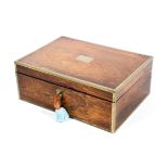 A 19th century rosewood and brass mounted jewellery box.