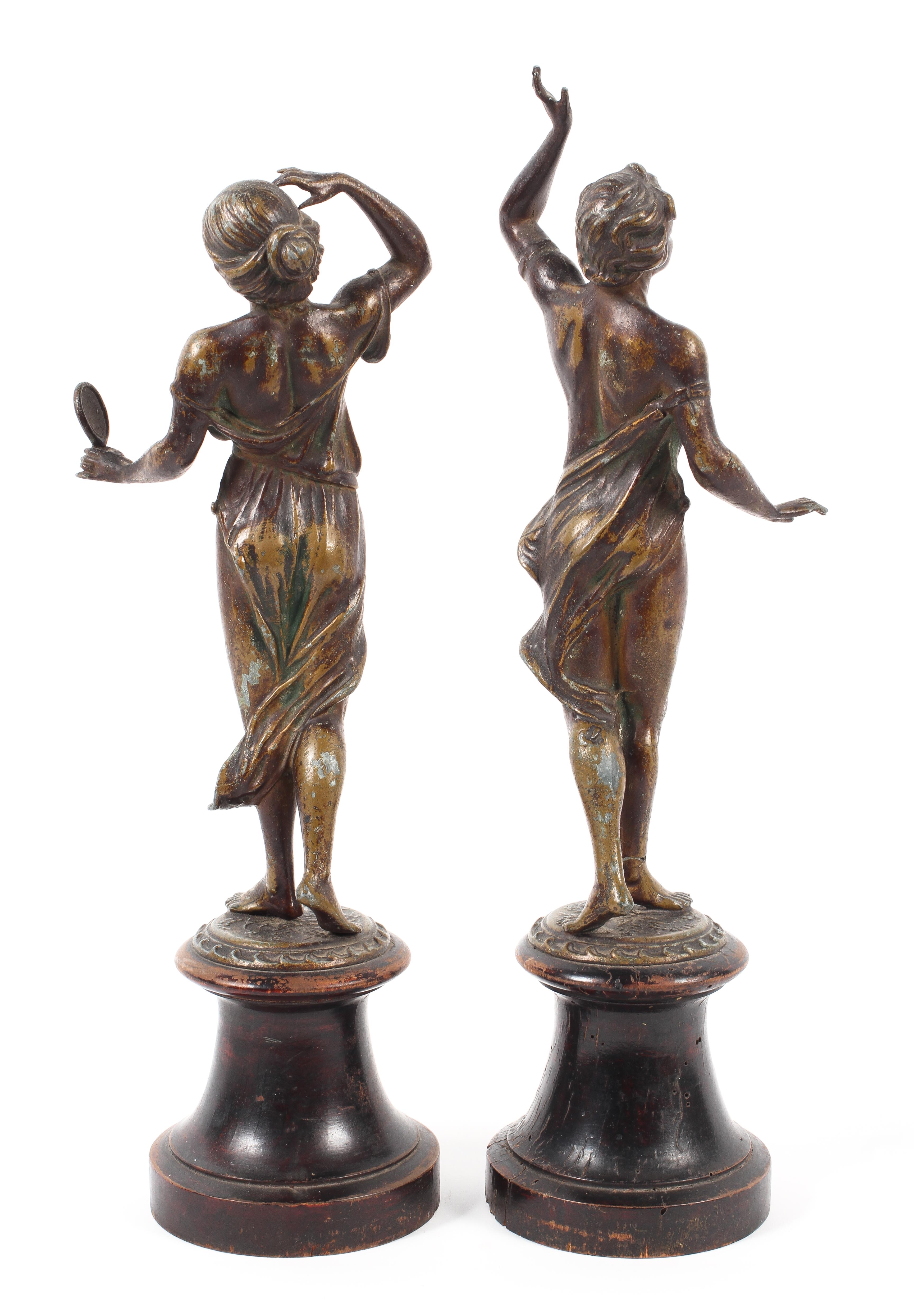 A pair of French late 19th century bronzed spelter figures titled La Declaration. - Image 2 of 2